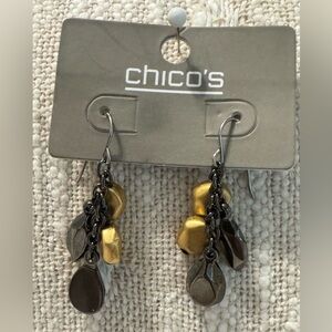 0251-Chico's Gold and Silver Dangle Earrings